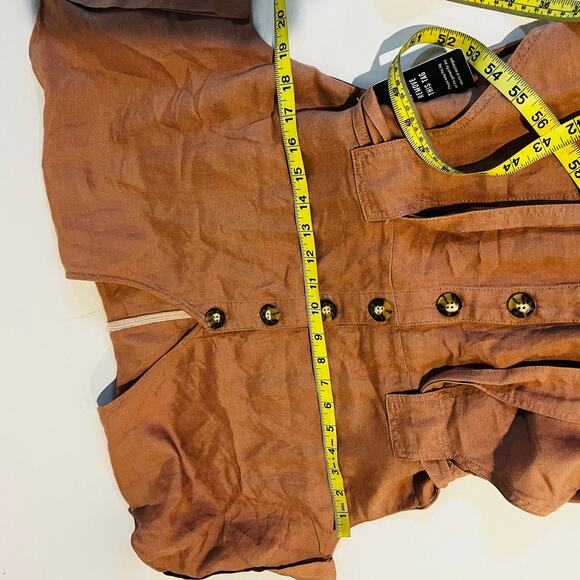 Express Dusty Pink Linen Blend Half Button Jumpsuit Size XS NWT - Picture 8 of 9